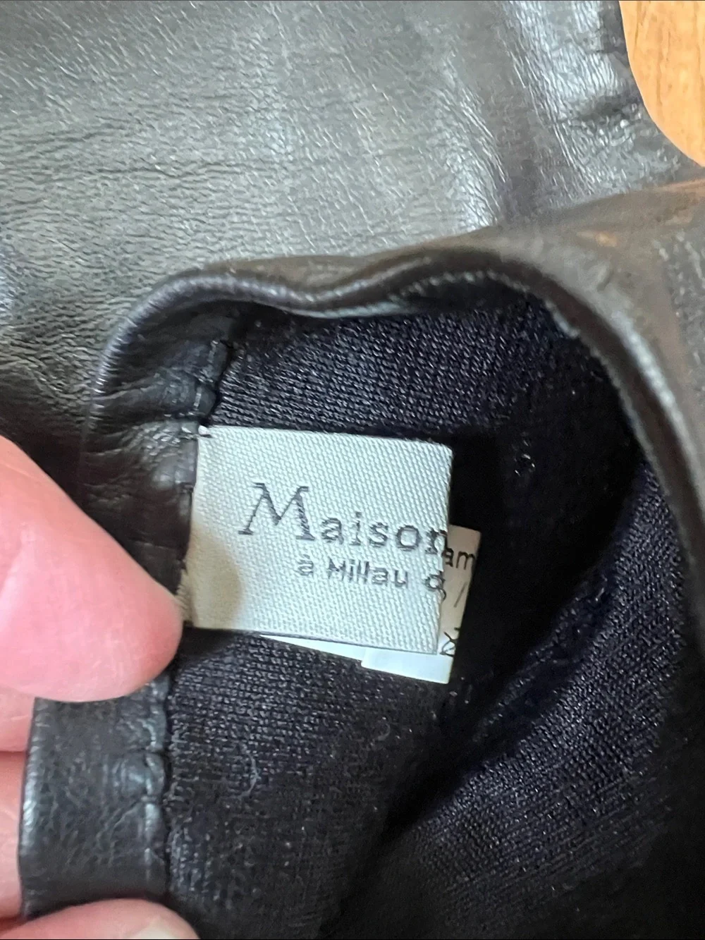 Maison Fabre Women’s Gloves Black Long Leather and silk size 7.5